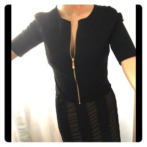 LA Pateau Black Mini Jacket with Peep mini dress